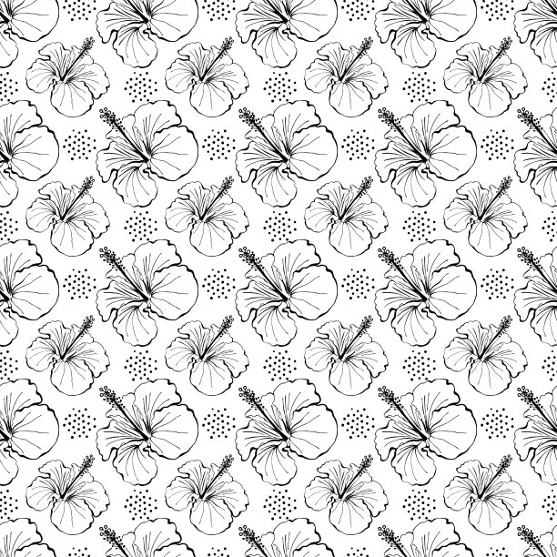 芙蓉花无缝图案。图片下载