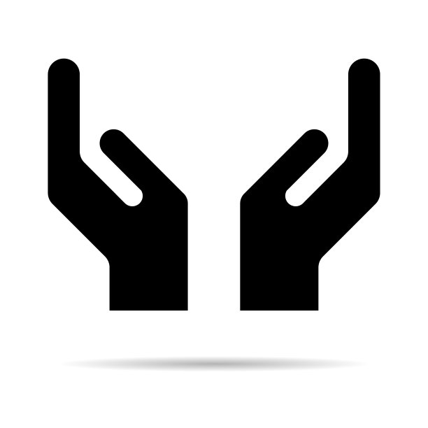 希望图标，人手与空符号，帮助和保护图形设计，支持矢量插图图片下载