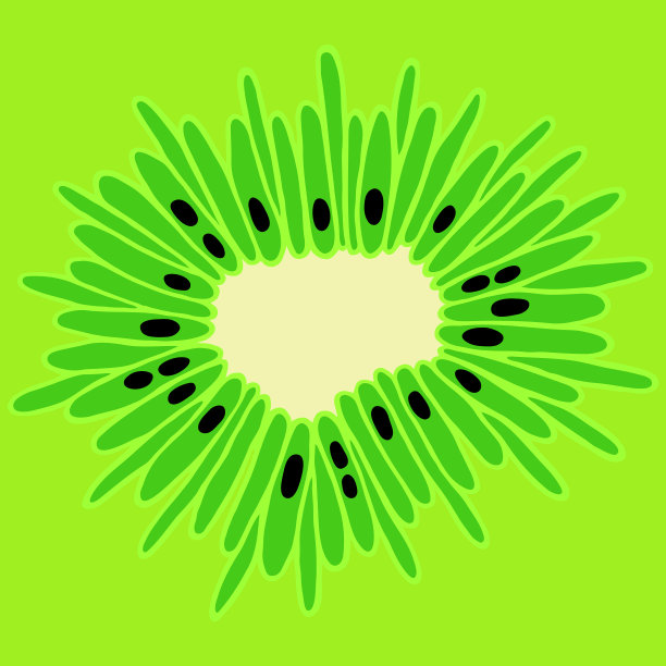 明亮的矢量插图与绿色猕猴桃。图片下载