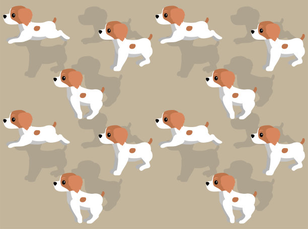 动物动画序列布列塔尼行走卡通矢量无缝墙纸图片下载