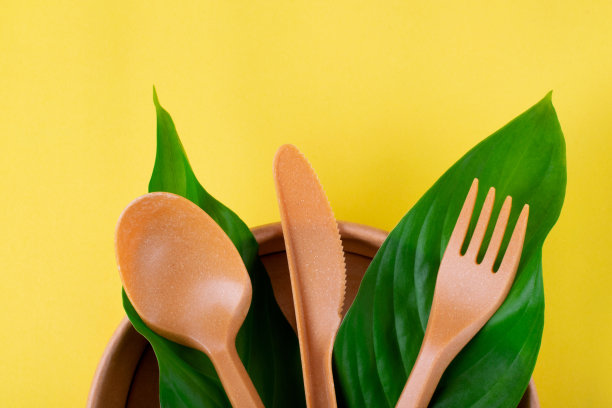 由可持续材料制成的餐具图片下载