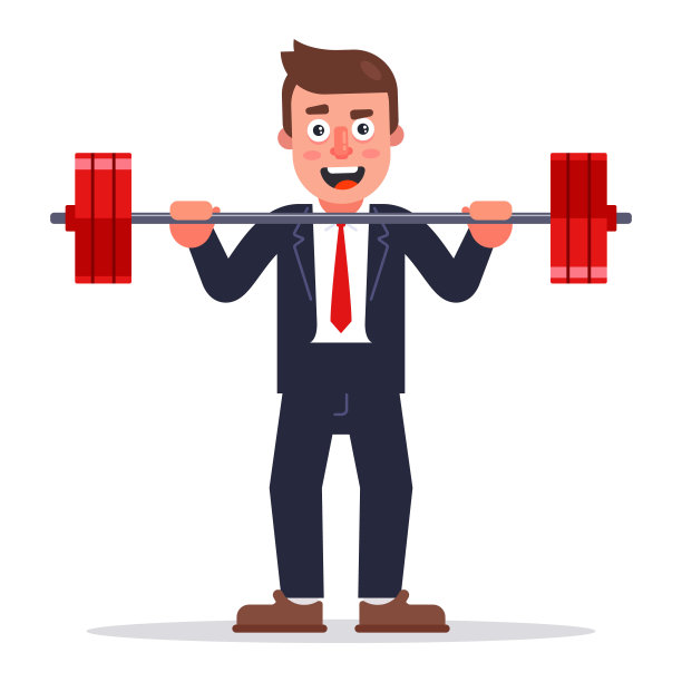 一个西装革履的男人举着杠铃图片下载