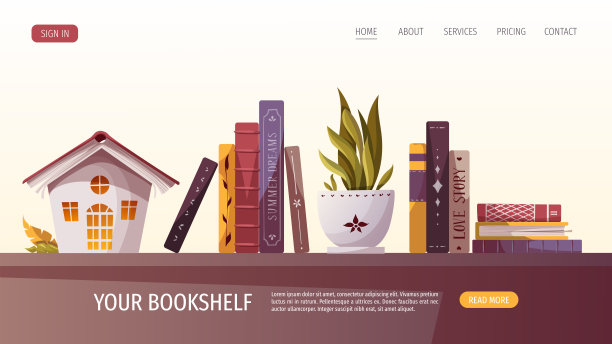 阅读用书籍，装饰房屋，室内植物。书店、书店、图书馆、爱书人、爱书人、教育理念。图片下载