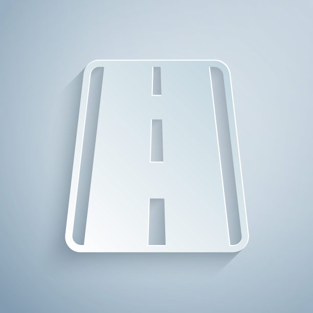 纸切割机场跑道起飞和降落飞机的图标孤立在灰色背景。纸艺术风格。向量图片下载