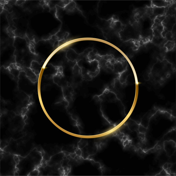 金色闪光的圆形框架上的黑色大理石背景。边界和设计与黄金闪闪发光。现代迷人的圣诞卡，新年，婚礼，周年庆祝矢量插图图片下载