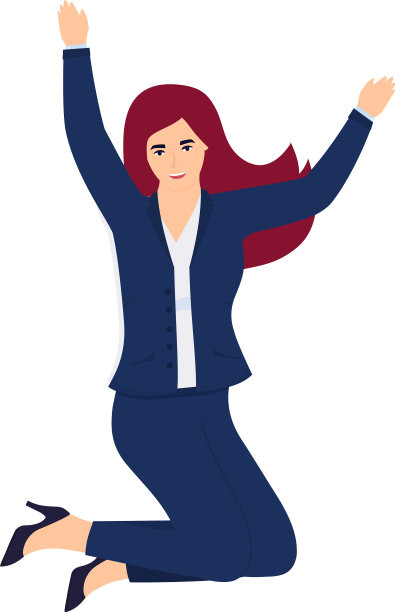 一个穿着西装的办公室职员高兴得跳了起来图片下载
