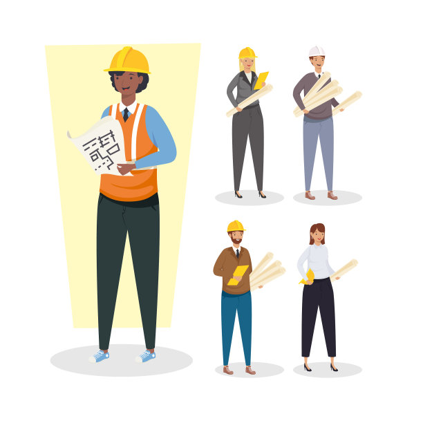 建筑师和工程师戴头盔的人图片下载