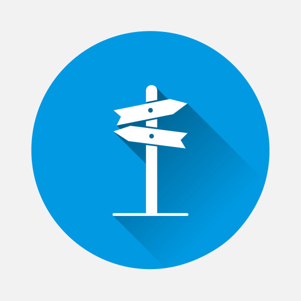 矢量指针方向图标上的蓝色背景。平面图像与长阴影。图片下载