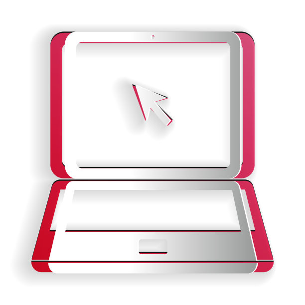 纸切笔记本电脑与光标图标隔离图片下载