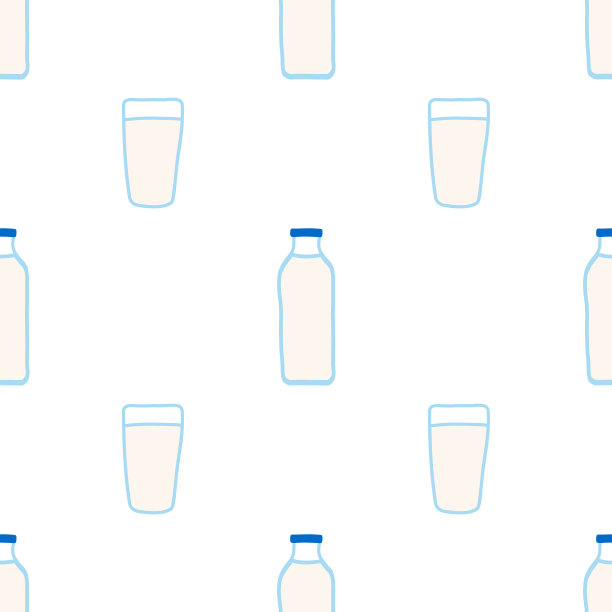 无缝模式的牛奶瓶在手绘涂鸦线条风格。矢量插图上的白色背景。图片下载