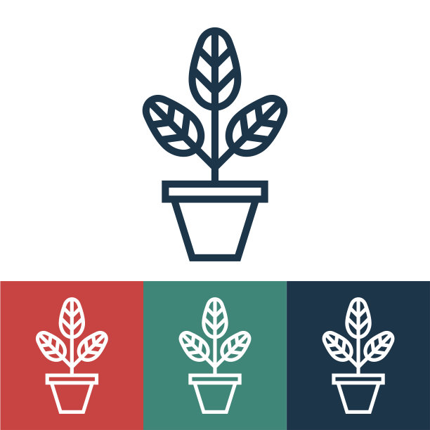 线性矢量图标与家花图片下载