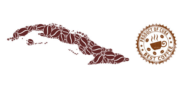 古巴马赛克地图与咖啡和垃圾摇滚奖图片下载