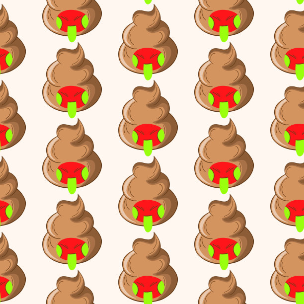 无缝图案与卡哇伊便便在白色的背景。卡通便便，粪便图标。该死的模式，邪恶的粪便。矢量插图邀请，海报，卡片，织物，纺织品。涂鸦风格图片下载