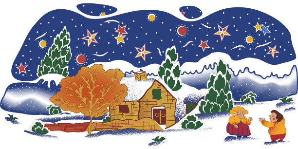 冬夜在村子里图片下载