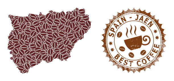 马赛克地图哈恩西班牙省咖啡图片下载