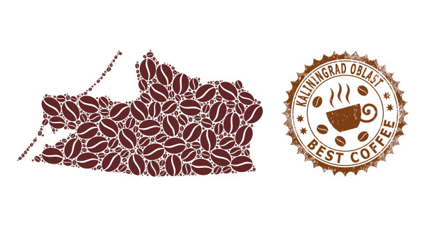来自咖啡豆的加里宁格勒地区马赛克地图图片下载