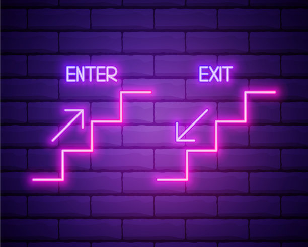 设置梯子图标楼梯上下霓虹灯图片下载