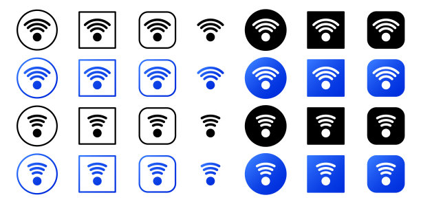 无线网络图标设置- wi - fi。电子设备、应用程序和其他资源的Web标志。向量孤立的元素。图片下载