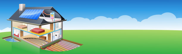 景观与生态房子雨水回收，地热能和太阳能热水器图片下载