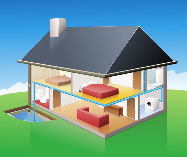 房子有雨水收集器，用于厕所和洗衣机图片下载