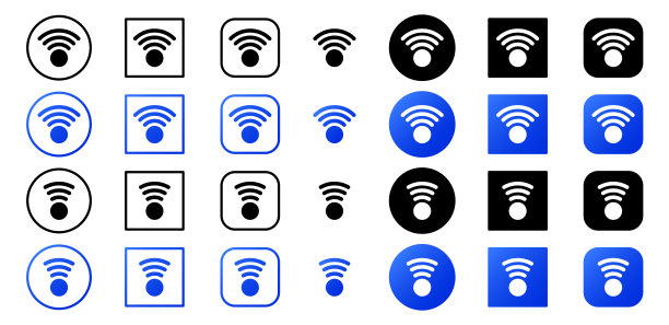 无线网络图标设置- wi - fi。电子设备、应用程序和其他资源的Web标志。向量孤立的元素。图片下载