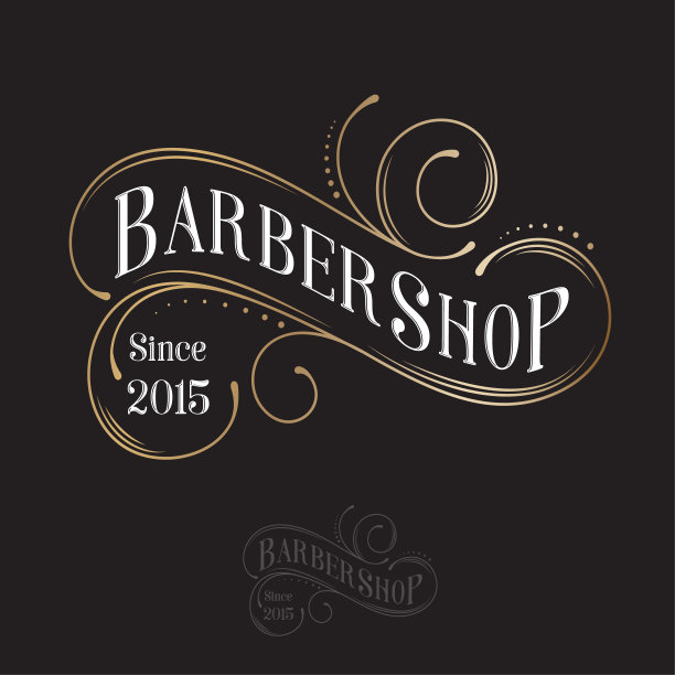 理发店刻字。书法作品。字母和花括号元素，如复古符号。图片下载