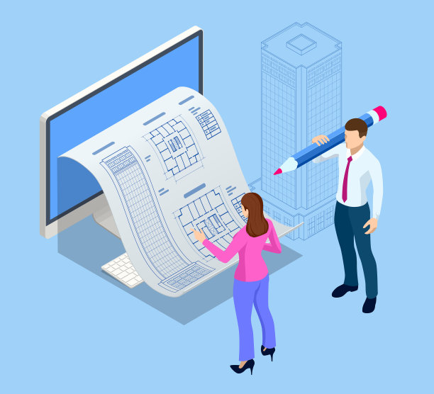 建筑项目等距概念图片下载