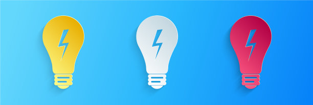 纸切灯灯管与闪电标志灯泡图片下载