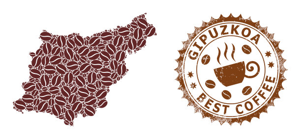 吉布斯科亚省咖啡豆马赛克地图图片下载