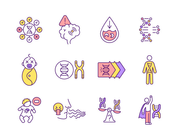 遗传疾病RGB颜色图标集图片下载