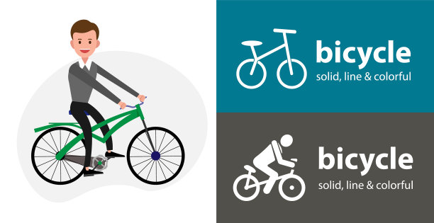 骑自行车孤立的平面图标剪影图片下载