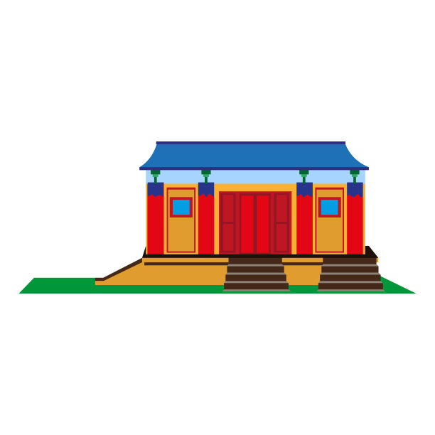 孤立的传统韩国建筑图标图片下载