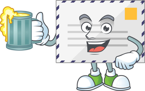 欢乐的卡通信件和一杯啤酒图片下载