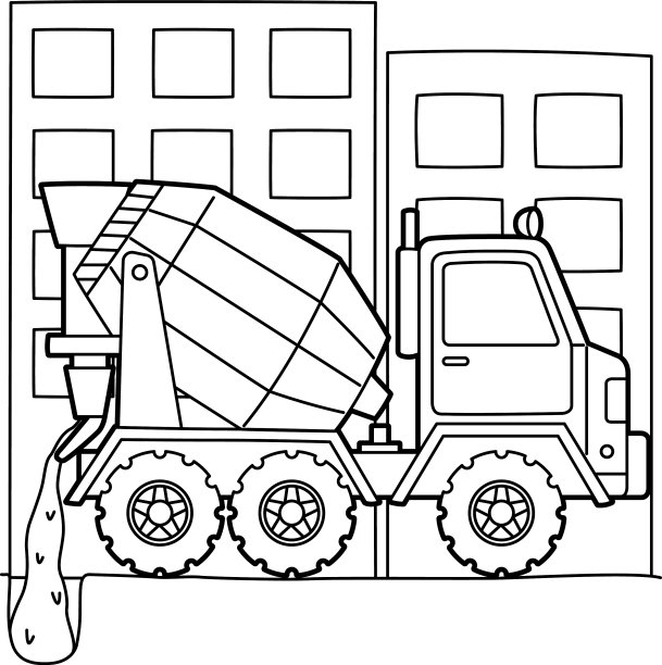 混凝土搅拌机着色页图片下载