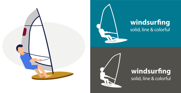 帆板孤立的图标轮廓线图片下载