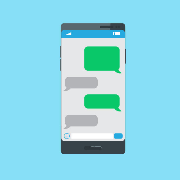 短信电话模板上孤立的蓝色背景图片下载