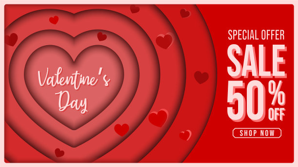 情人节特别优惠数字横幅图片下载