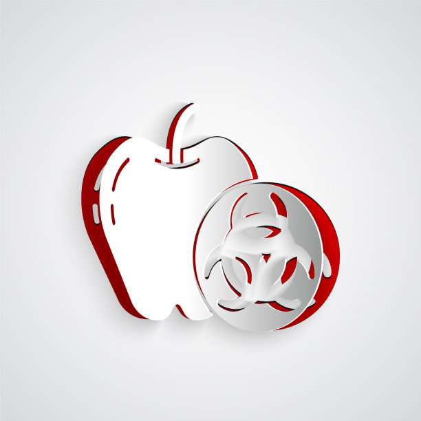 剪纸转基因苹果图标孤立图片下载