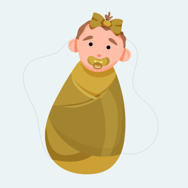 穿着尿布的可爱小女孩。婴儿用奶嘴图片下载