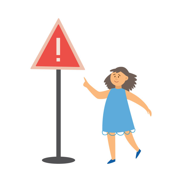 小孩在停车标志-卡通女孩指着红色图片下载