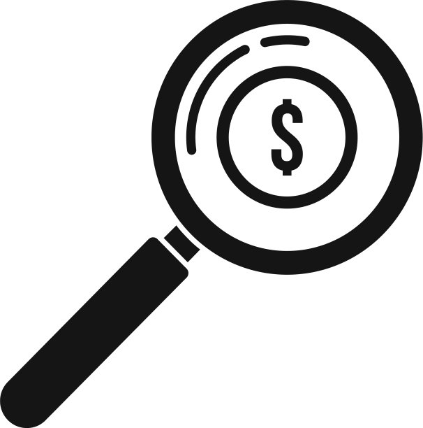 放大镜金钱估计图标简单的风格图片下载
