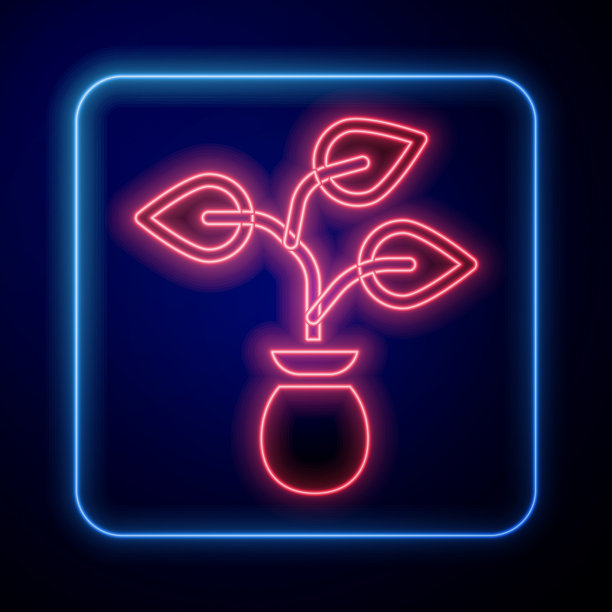 发光的霓虹灯工厂图标孤立在蓝色图片下载