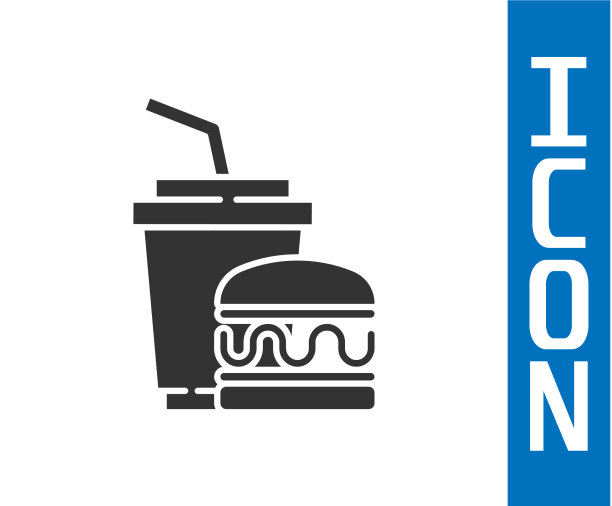 灰色的纸杯，配有吸管和汉堡图片下载