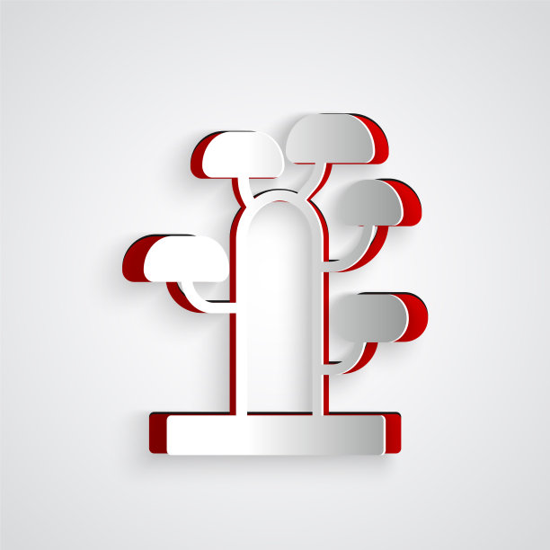 剪纸非洲树的图标孤立在灰色图片下载