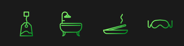 集线条香薰spa棒袋茶浴缸和图片下载