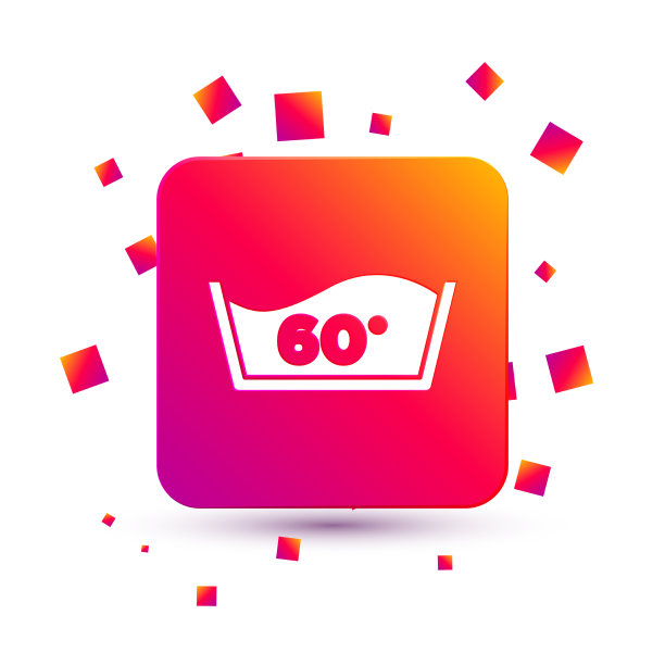 60摄氏度下的白色洗涤图标图片下载