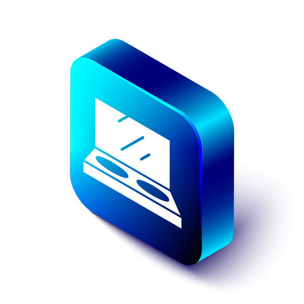 等距化妆粉与镜子图标隔离图片下载