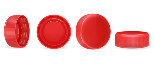 逼真详细的3d红色塑料瓶盖设置图片下载