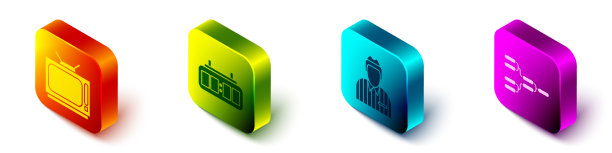 设置等距复古电视曲棍球机械图片下载