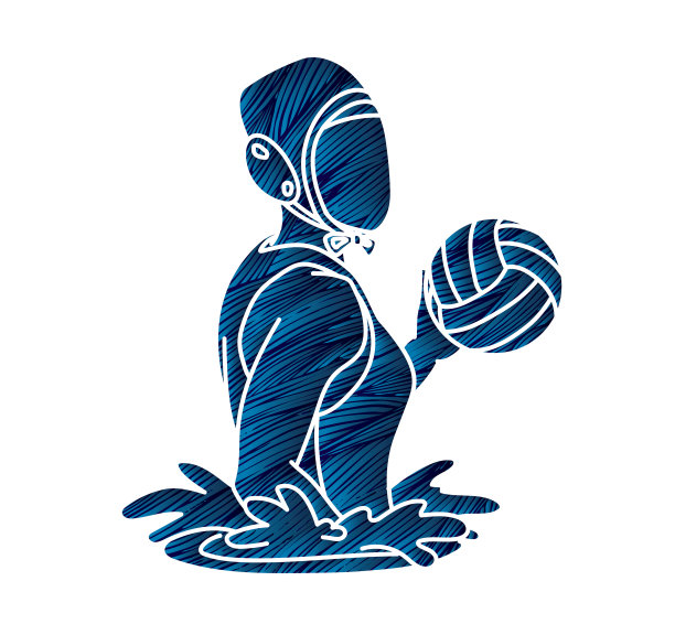 水球运动员动作卡通图形图片下载